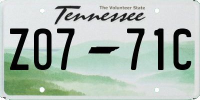 TN license plate Z0771C