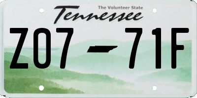 TN license plate Z0771F