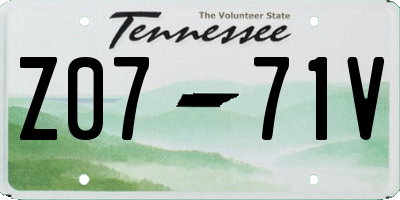 TN license plate Z0771V
