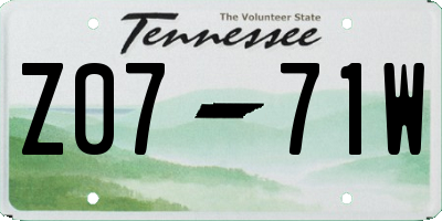 TN license plate Z0771W