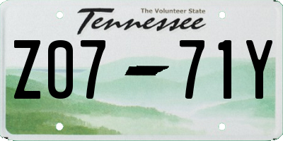 TN license plate Z0771Y