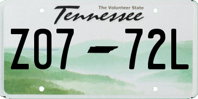 TN license plate Z0772L
