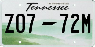TN license plate Z0772M