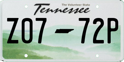 TN license plate Z0772P