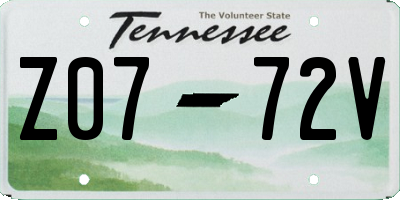 TN license plate Z0772V