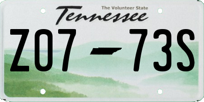 TN license plate Z0773S