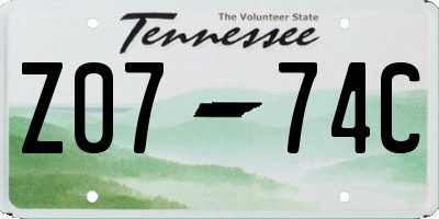 TN license plate Z0774C