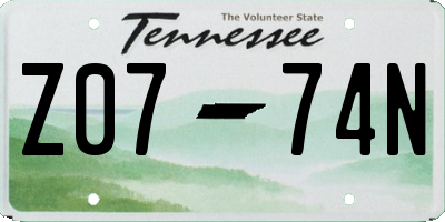 TN license plate Z0774N