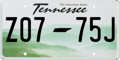 TN license plate Z0775J