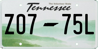 TN license plate Z0775L