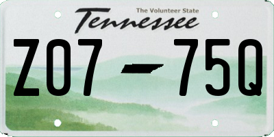 TN license plate Z0775Q