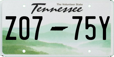 TN license plate Z0775Y