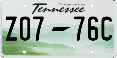 TN license plate Z0776C