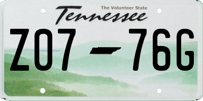 TN license plate Z0776G