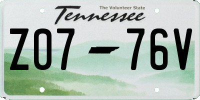 TN license plate Z0776V