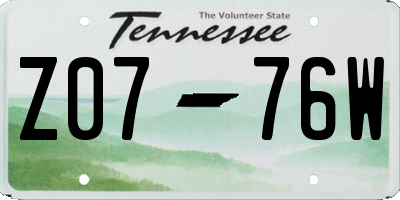 TN license plate Z0776W