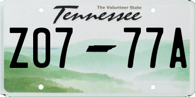 TN license plate Z0777A