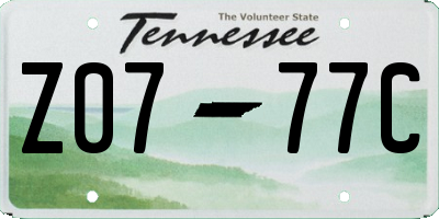 TN license plate Z0777C