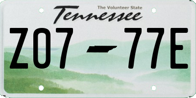 TN license plate Z0777E