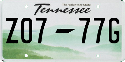 TN license plate Z0777G