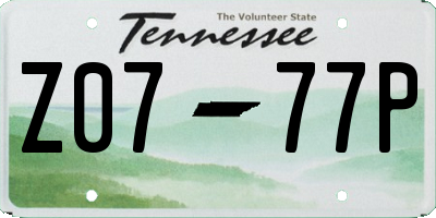 TN license plate Z0777P