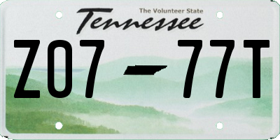 TN license plate Z0777T