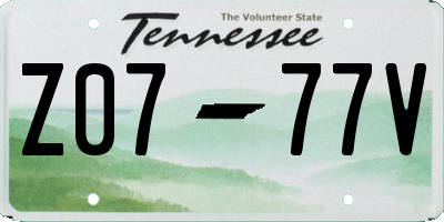 TN license plate Z0777V