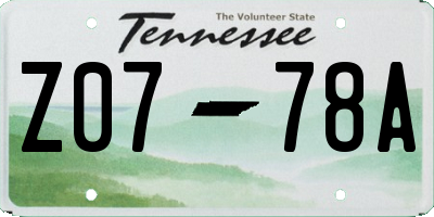 TN license plate Z0778A