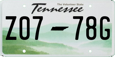 TN license plate Z0778G