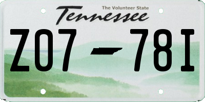 TN license plate Z0778I