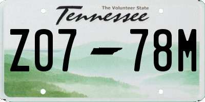 TN license plate Z0778M