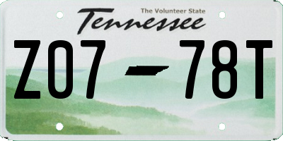 TN license plate Z0778T