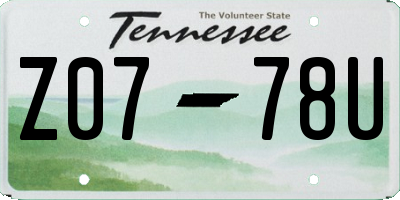 TN license plate Z0778U