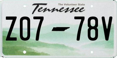 TN license plate Z0778V