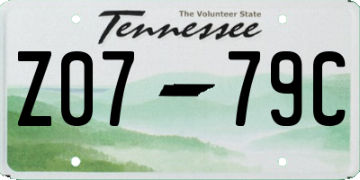 TN license plate Z0779C