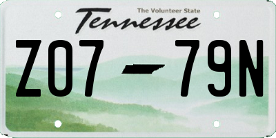 TN license plate Z0779N