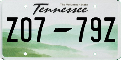 TN license plate Z0779Z