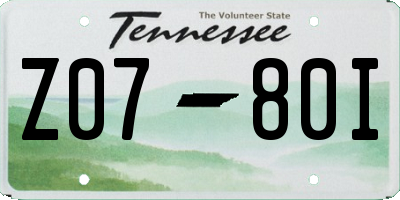 TN license plate Z0780I
