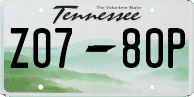 TN license plate Z0780P