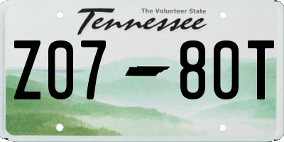TN license plate Z0780T