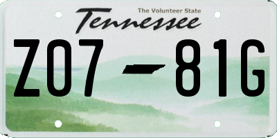 TN license plate Z0781G