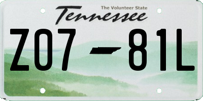 TN license plate Z0781L