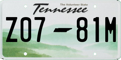 TN license plate Z0781M