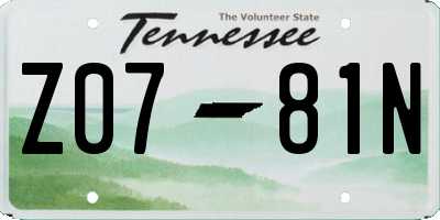TN license plate Z0781N