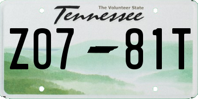 TN license plate Z0781T
