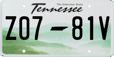 TN license plate Z0781V