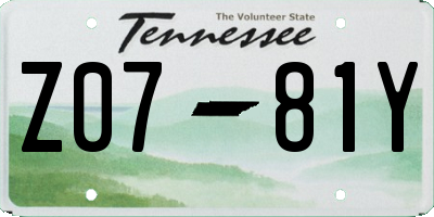 TN license plate Z0781Y