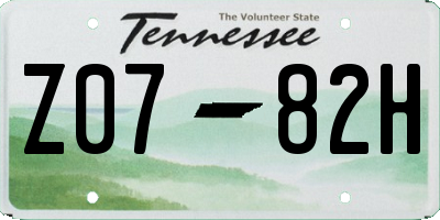 TN license plate Z0782H