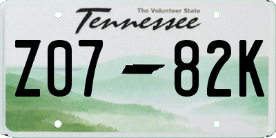 TN license plate Z0782K