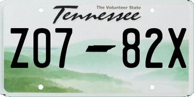 TN license plate Z0782X